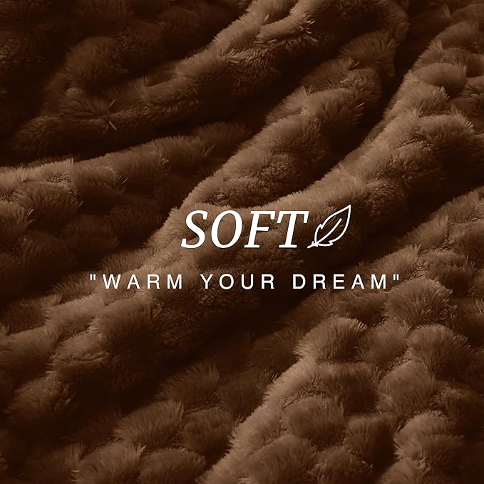 Throw Blanket 50x60 Inch Coffee Soft Microfiber Polyester