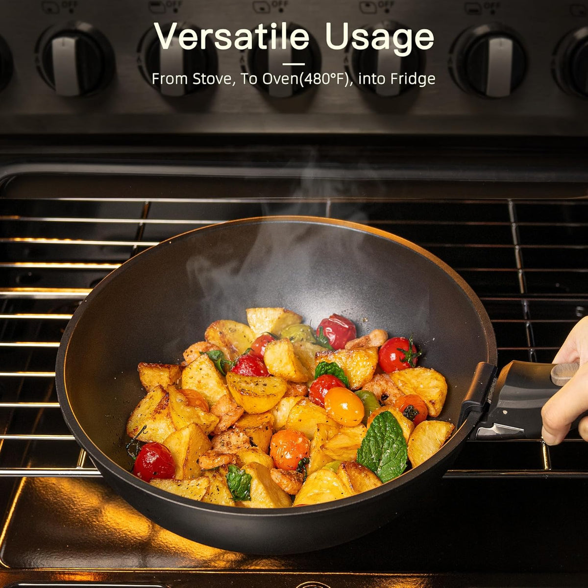21 Pcs Pots and Pans Set Non Stick, Ceramic Cookware Set Detachable Handle, RV – size reference