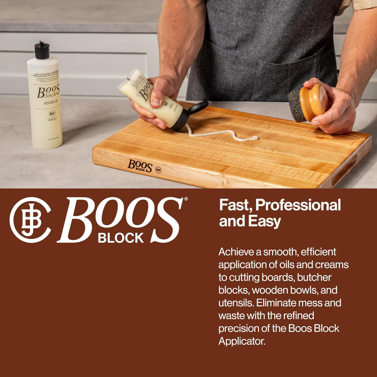 3-Pc Butcher Wood Cutting Board Oil & Cream with Applicator – another angle