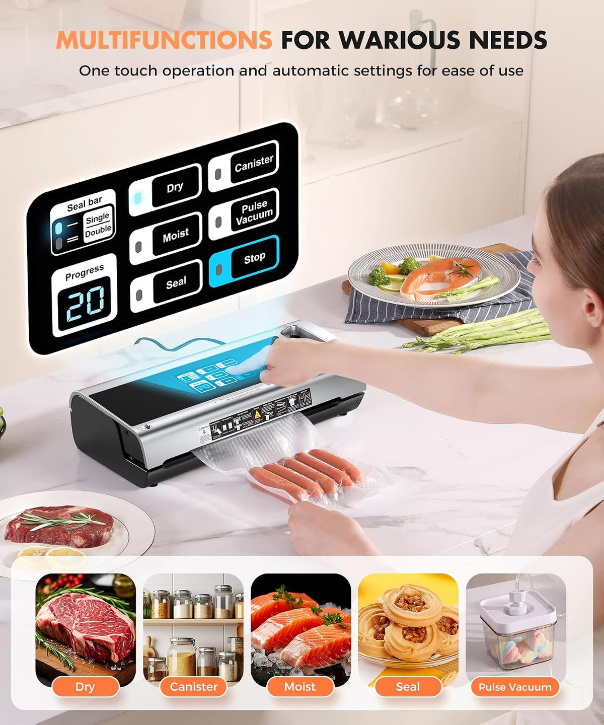 Food Vacuum Sealer Machine with Storage & Built-in Cutter – alternate view