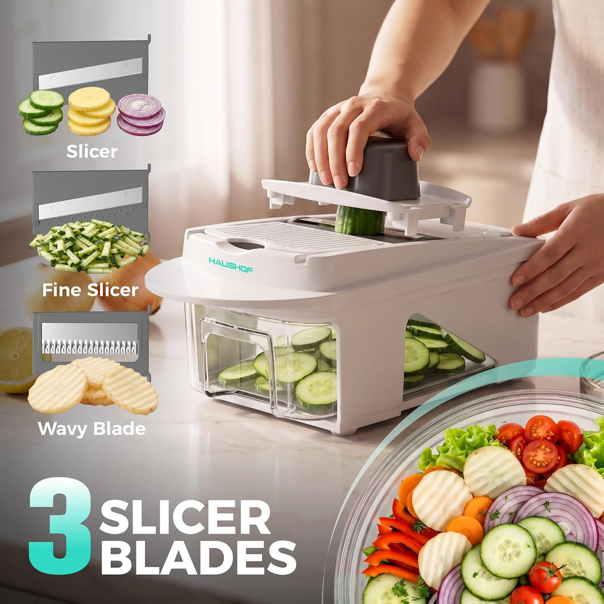 All-in-1 Vegetable Chopper and Mandoline Slicer,13 Blades – features