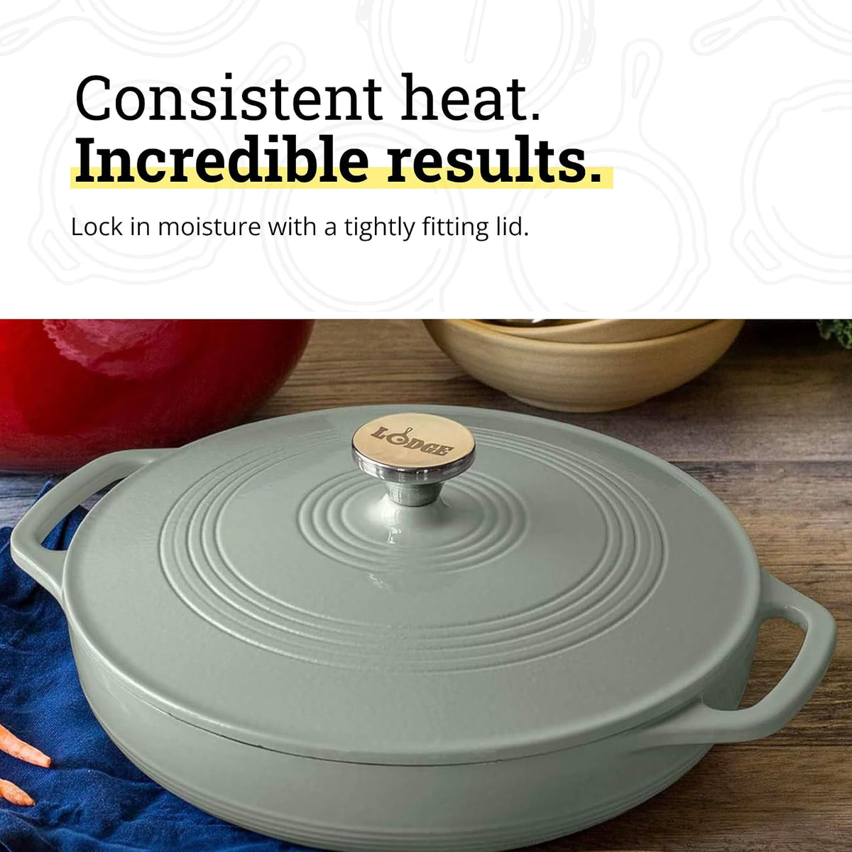 Essential Enamel Cast Iron Braiser, 3.6 Quart, Desert Sage – alternate view