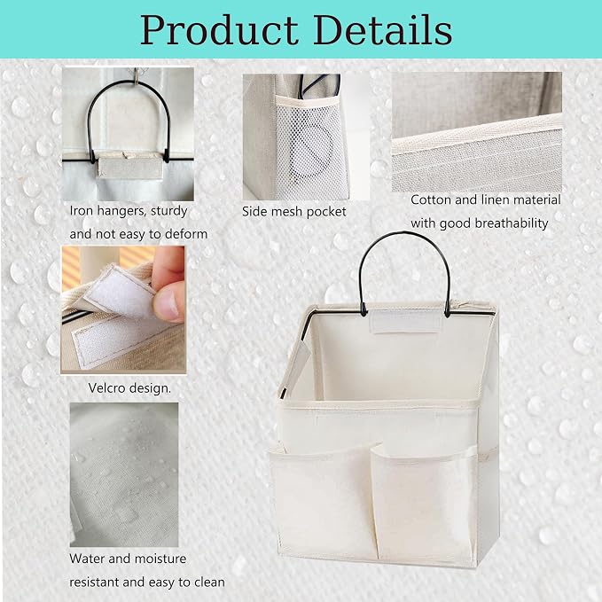 Kitchen Storage Accessories: Fabric Wall Hanging Organizer, 2-Pack White