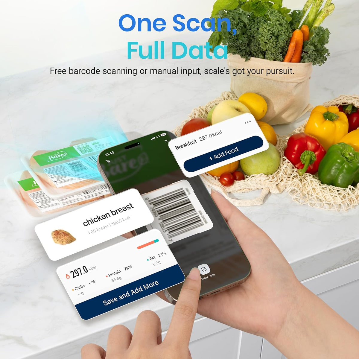 Food Kitchen Scale with Nutritional Calculator, Smart App, 11lb – alternate view