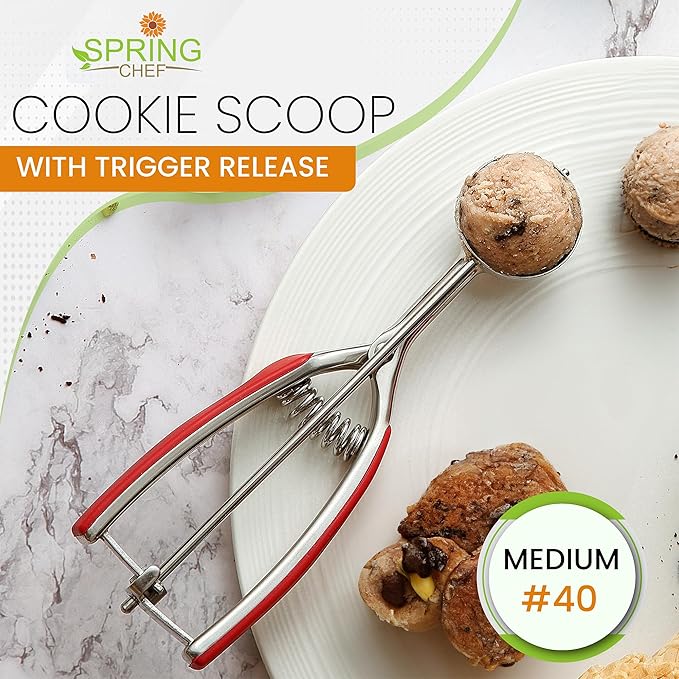 Cookie Scoop, 1.7 Tbsp Stainless Steel, Red, Size #40