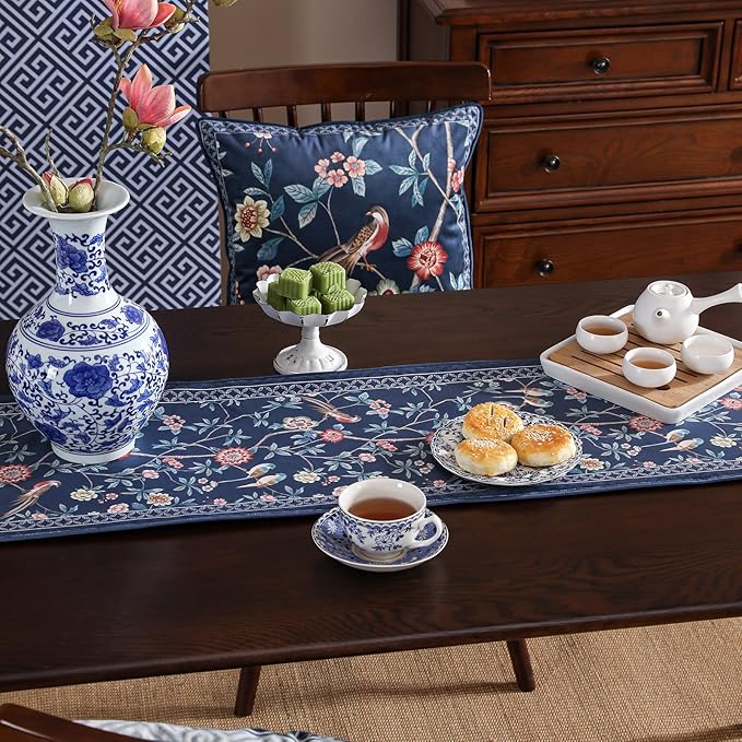 Table Runner, Velvet Floral, 12 x 118 Inch, Polyester