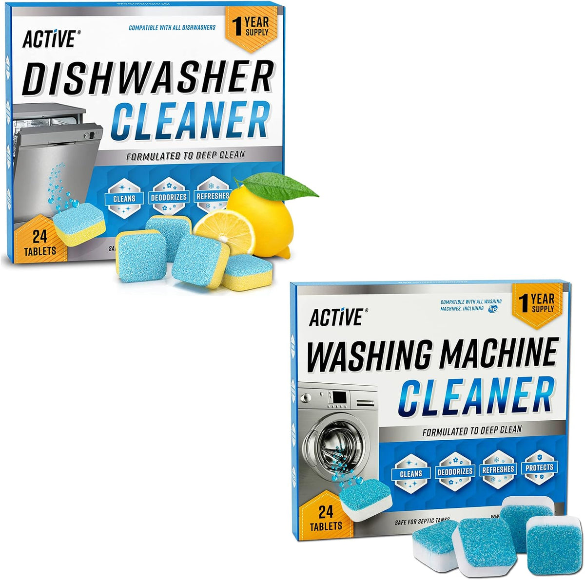 Washing Machine And Dishwasher Cleaning Tablets Bundle - Includes 12 Month