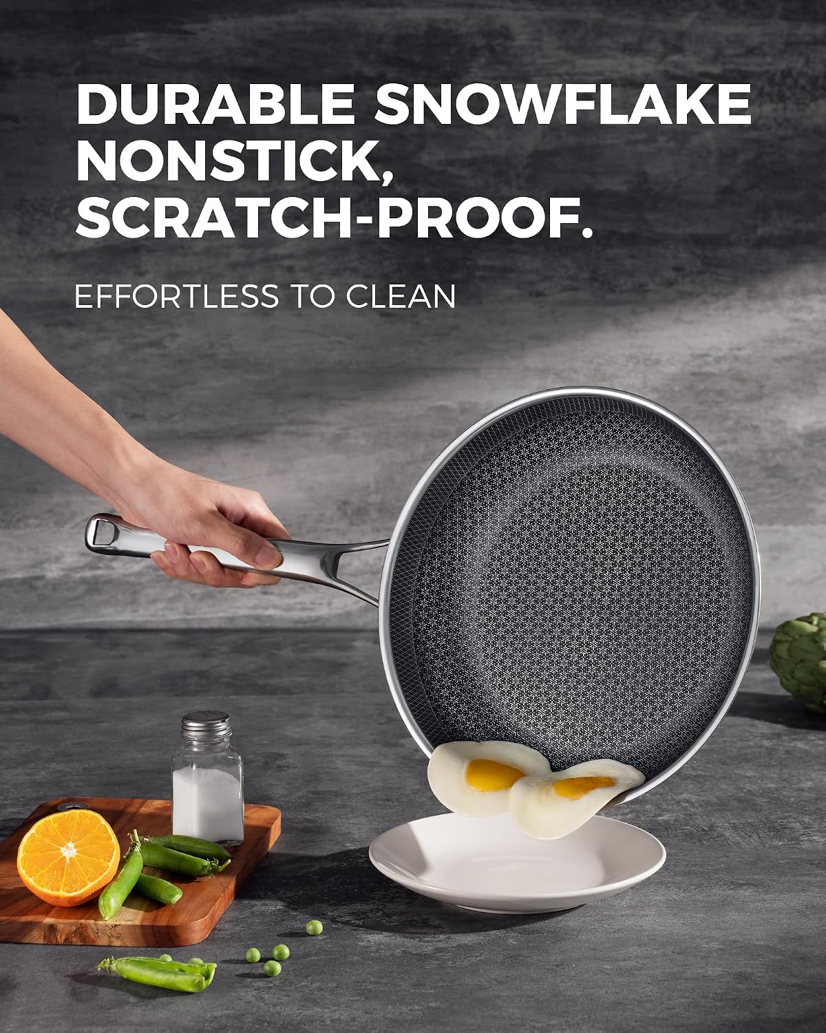 Non Stick Frying Pans, 12 inch Hybrid Ceramic Pans with Lid – size reference