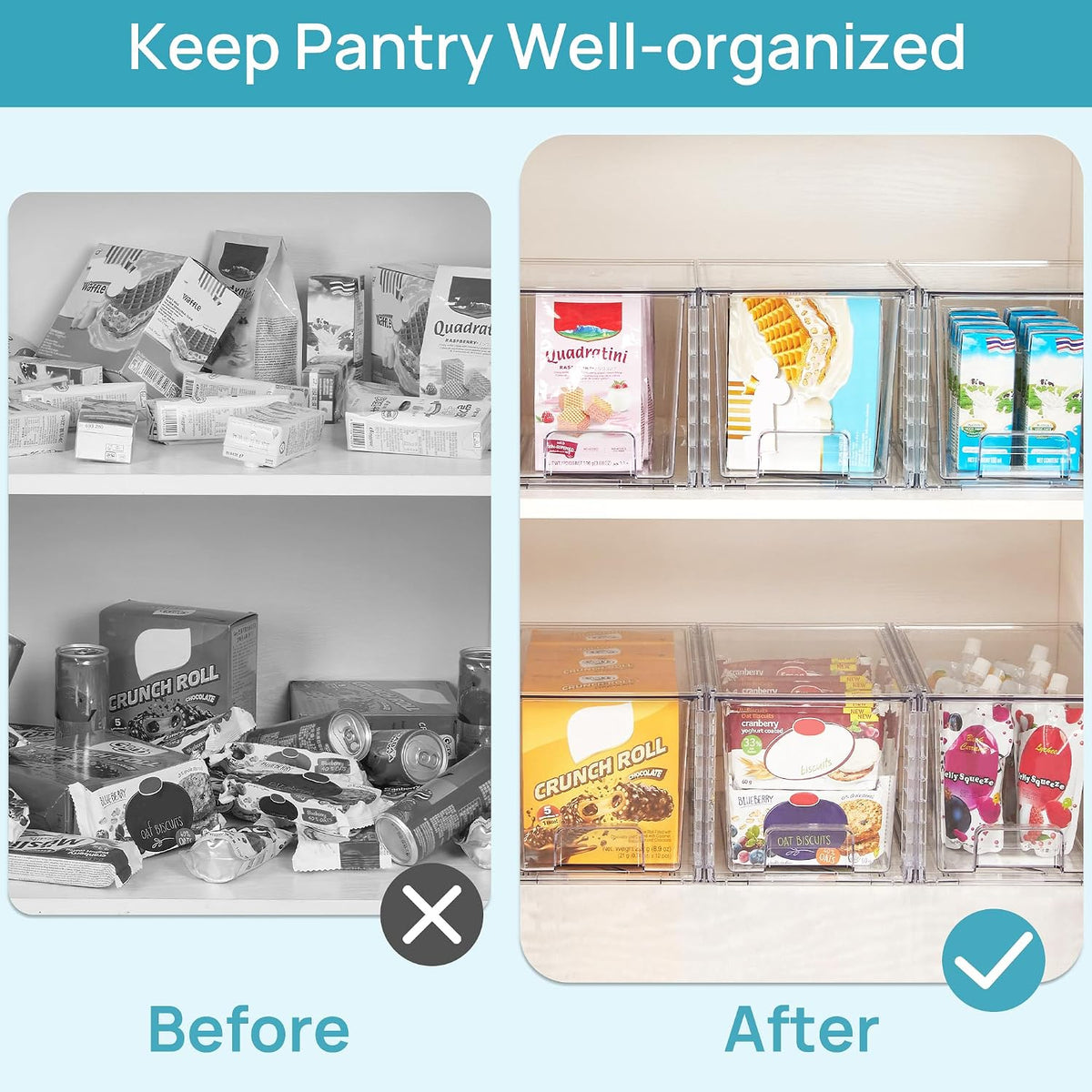 4 Pack Stackable Clear Pantry Storage Drawers, Large – features