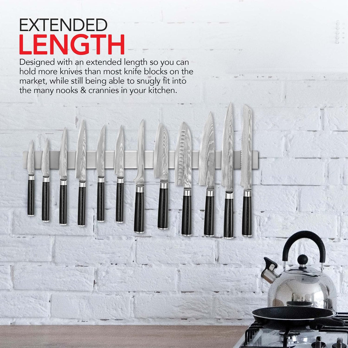 Magnetic Knife Holder for Wall and Fridge - 24" Knife Magnetic Strip, Magnet – alternate view