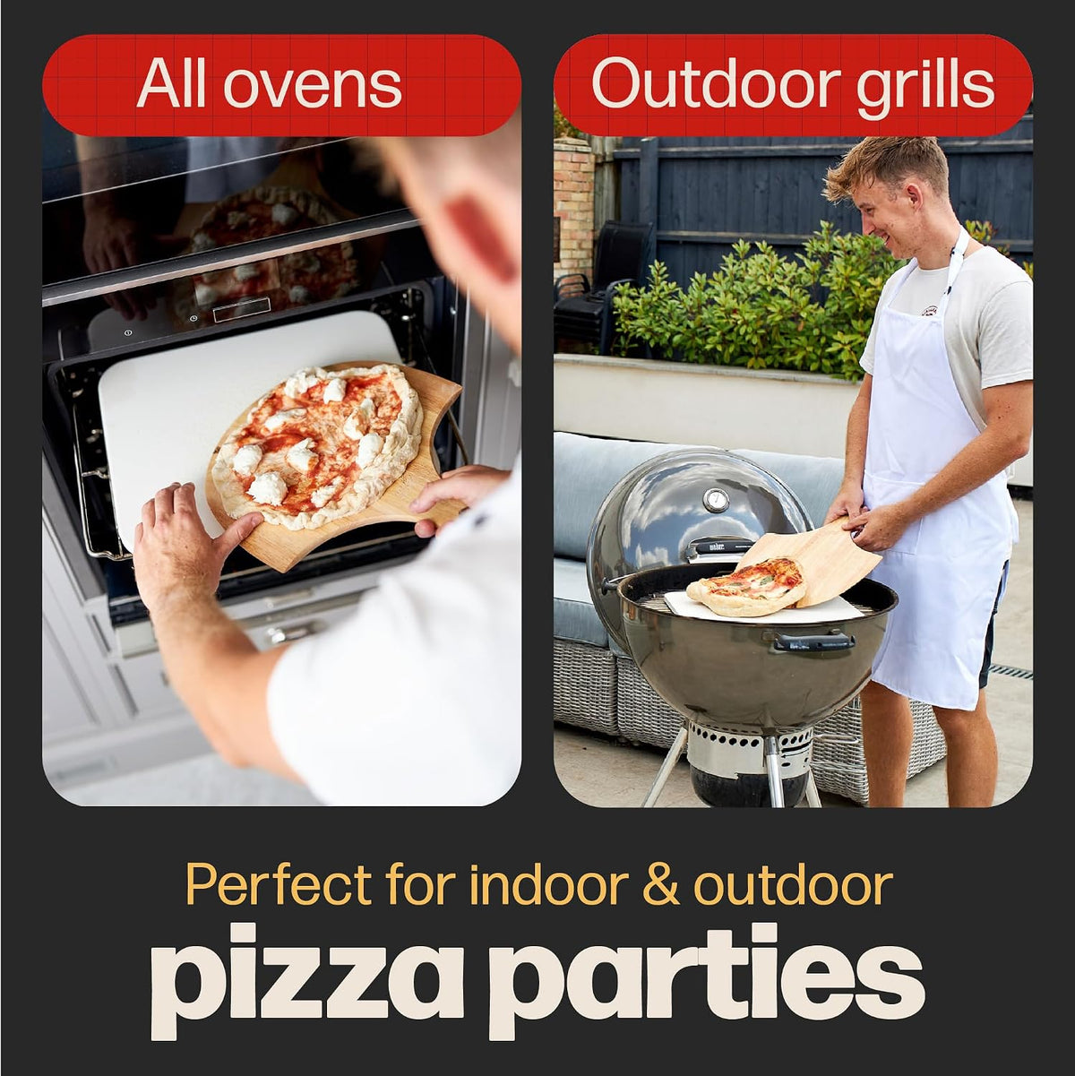 Rectangular Pizza Stone with Peel, 15 x 12 Inch Cordierite Stone – set view