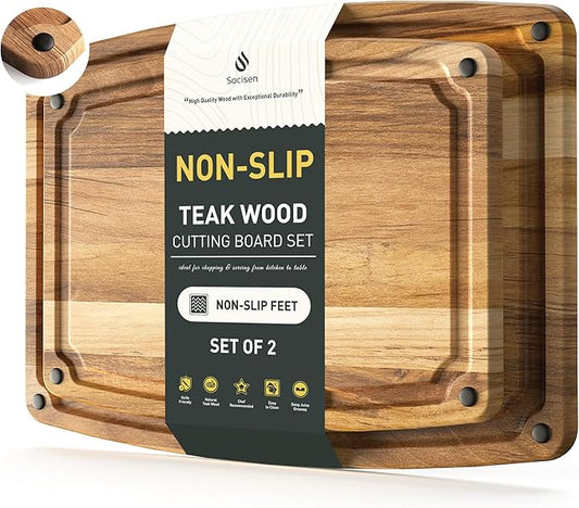 Cutting Board Wood Chopping Board Double Sided Charcuterie Boards Serving Board Kitchen Essential House Warming Hostess Host Gift Serving Tray for Christmas Wedding Birthday Anniversary Khaki Brown