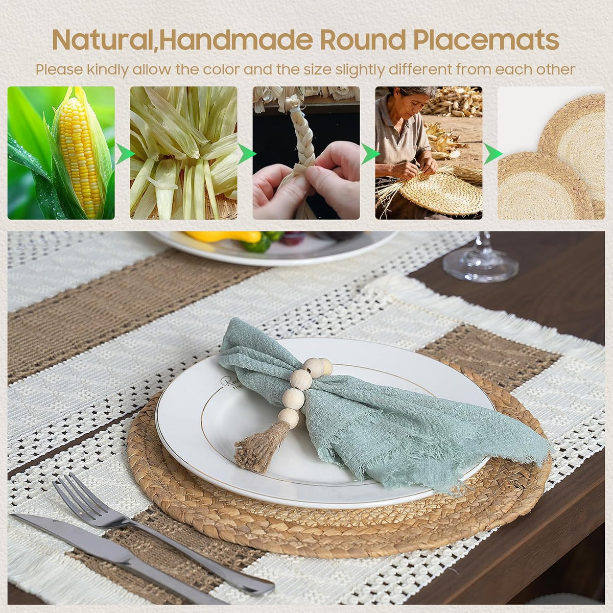 Placemats Set of 6 with 6 PCs Round Placemats and 6 PCs Table Mats – features