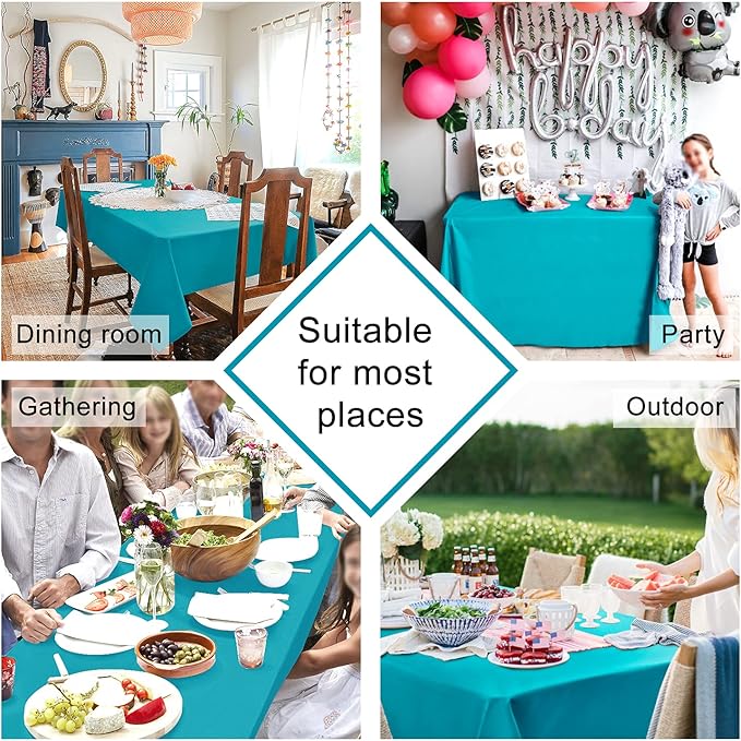 Tablecloth Rectangle 70 x 90 Inch Turquoise Water Resistant Polyester