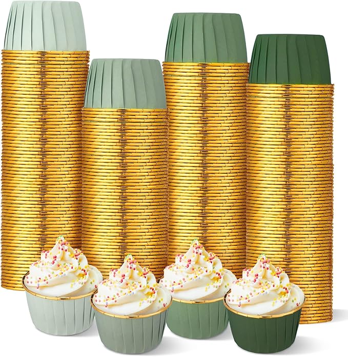 Baking Cups, 100 Count Sage Green Gradient Foil, Nonstick
