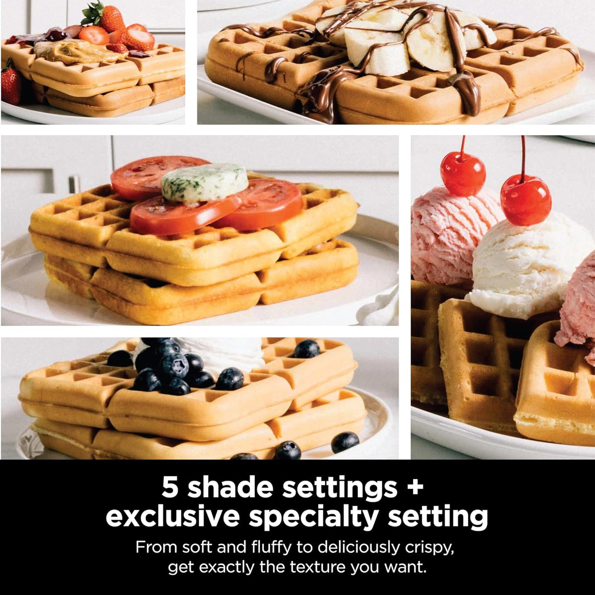 Belgian Waffle Maker Pro, 5 Shade Settings, Black/Silver, BW1001 – detail