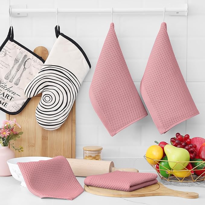 100% Cotton Waffle Weave Kitchen Dish Cloths – Dried Rose