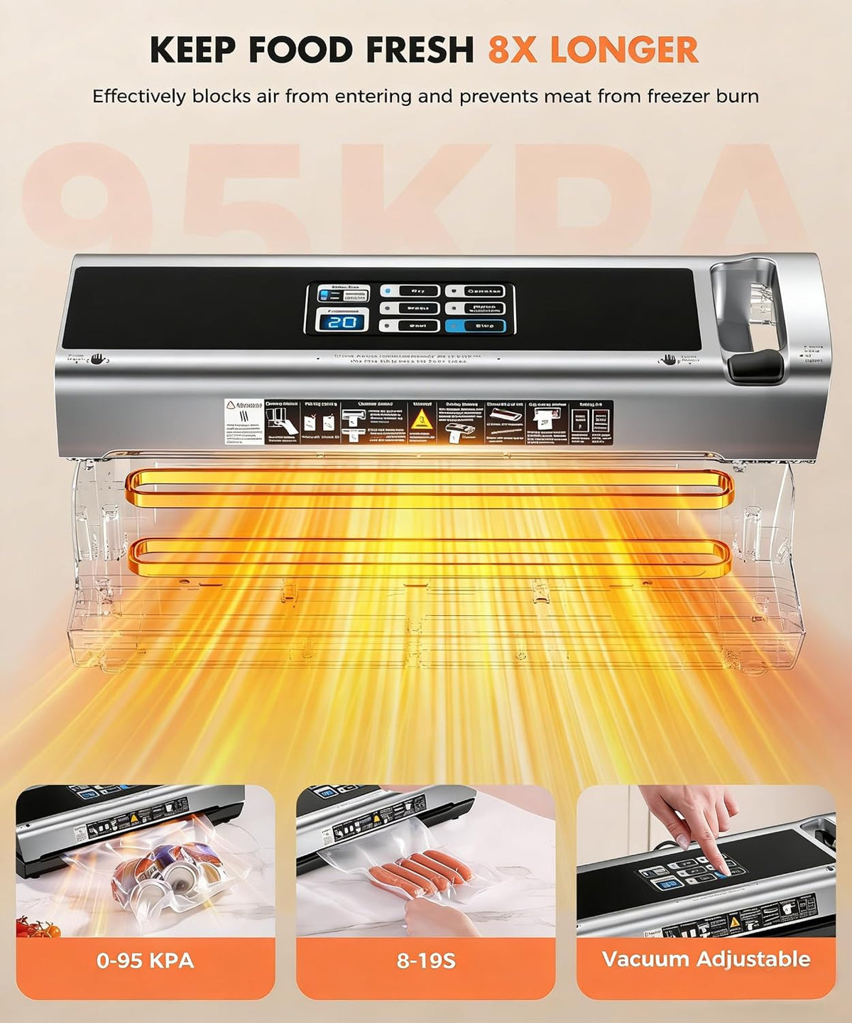 Food Vacuum Sealer Machine with Storage & Built-in Cutter – detail