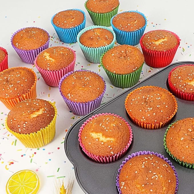 Baking Cups for Jumbo Pans, 400 Count, 8 Solid Colors