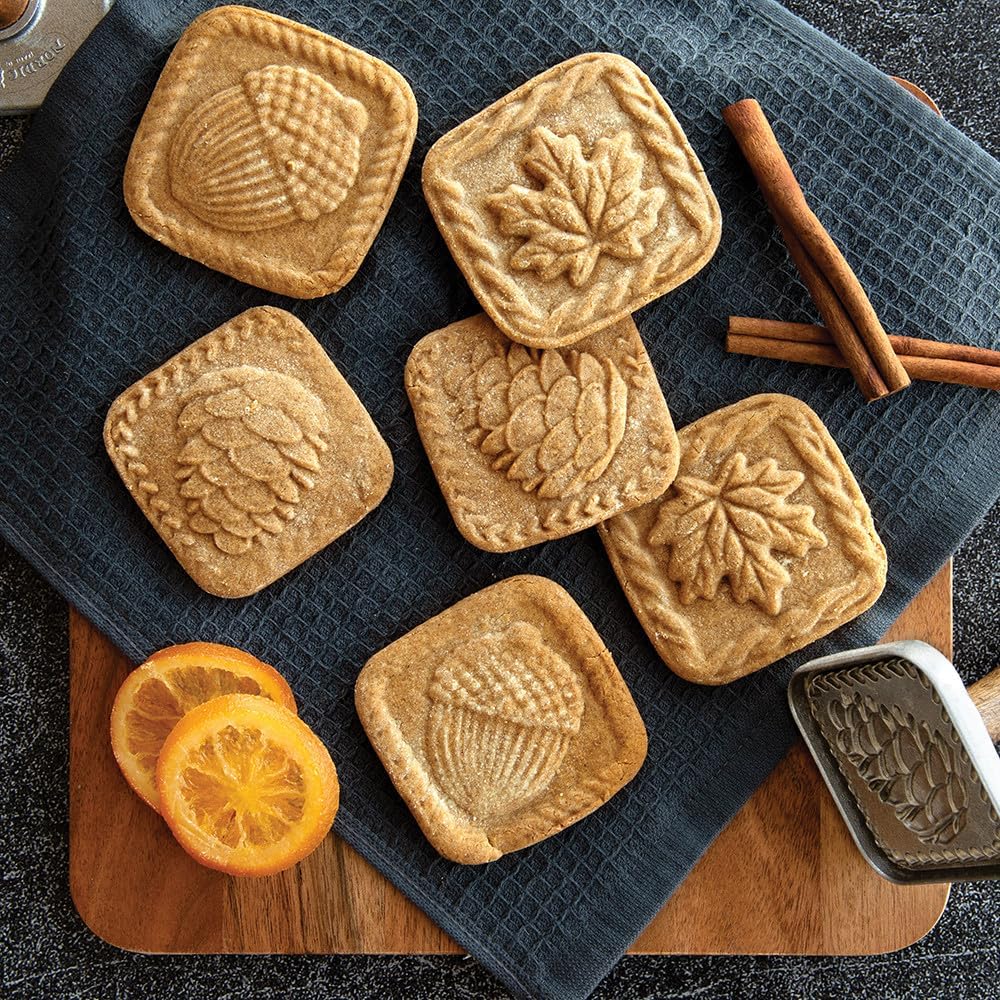 Springerle Cookie Stamps (Set of 3), Sturdy Cast Aluminium Cookie Stamp Set – close-up