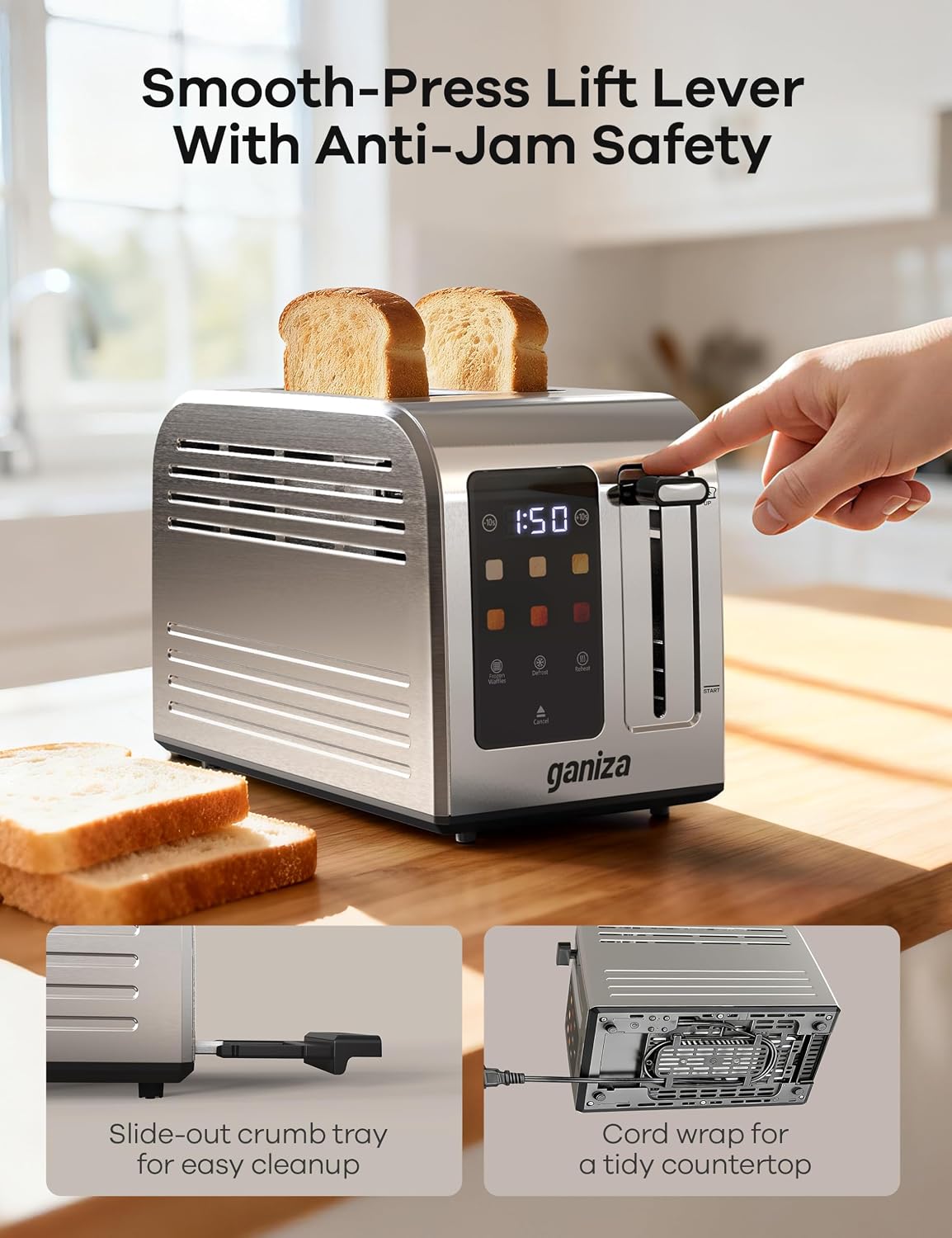 Toaster 2 Slice with Touchscreen Smart Toasters Wide Slot, Max 925W – features