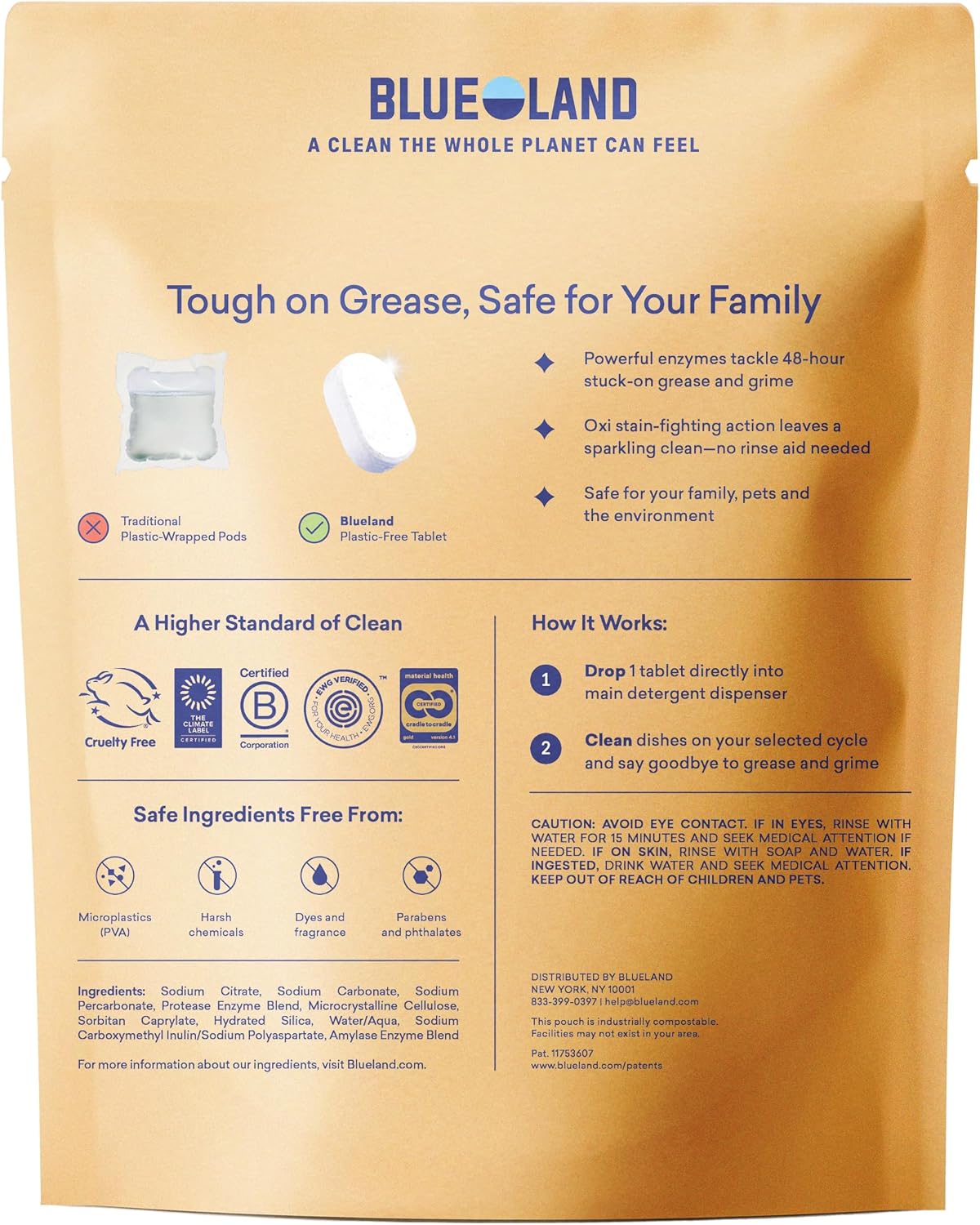 100% Plastic-Free Dishwasher Detergent Tablets 120ct, Free & Clear – detail