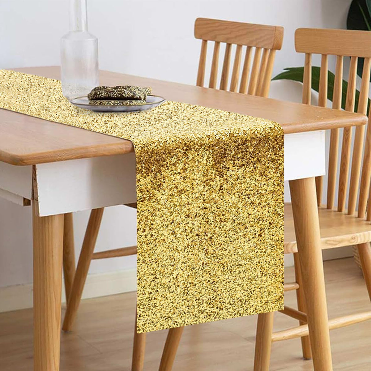 10 Packs 12 x 72 inches Gold Sequin Table Runner – detail