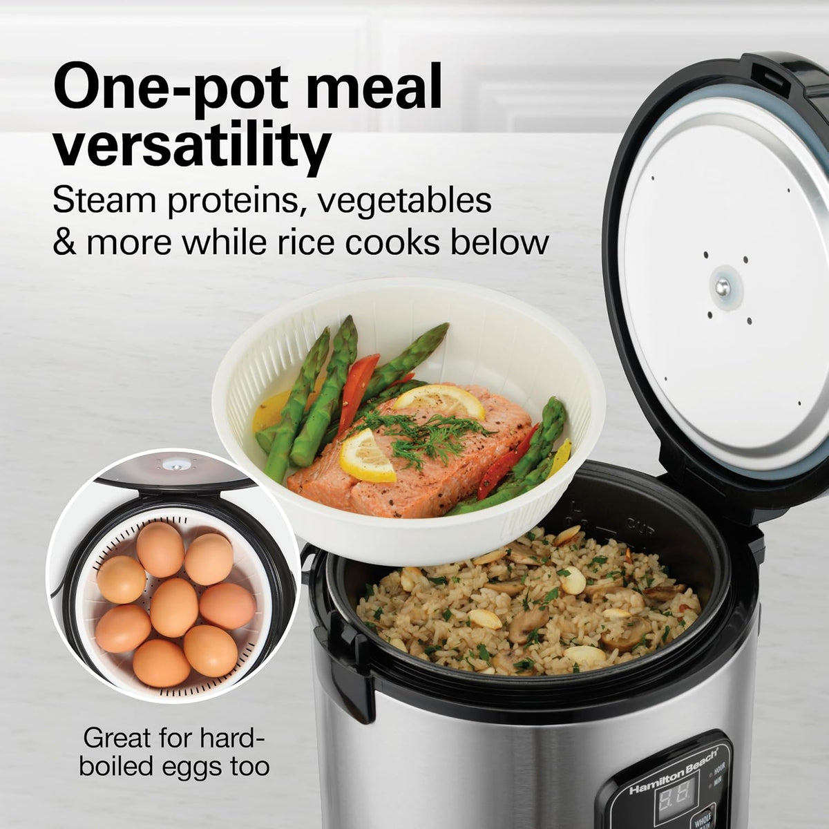Digital Programmable Rice Cooker & Food Steamer, 8 Cups Cooked (4 Uncooked) – set view