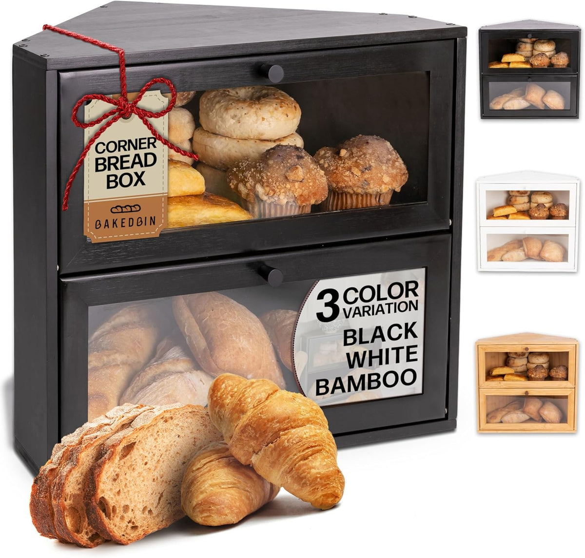 Corner Bread Box for Kitchen Countertop - New 2026 Airtight Design - Extra
