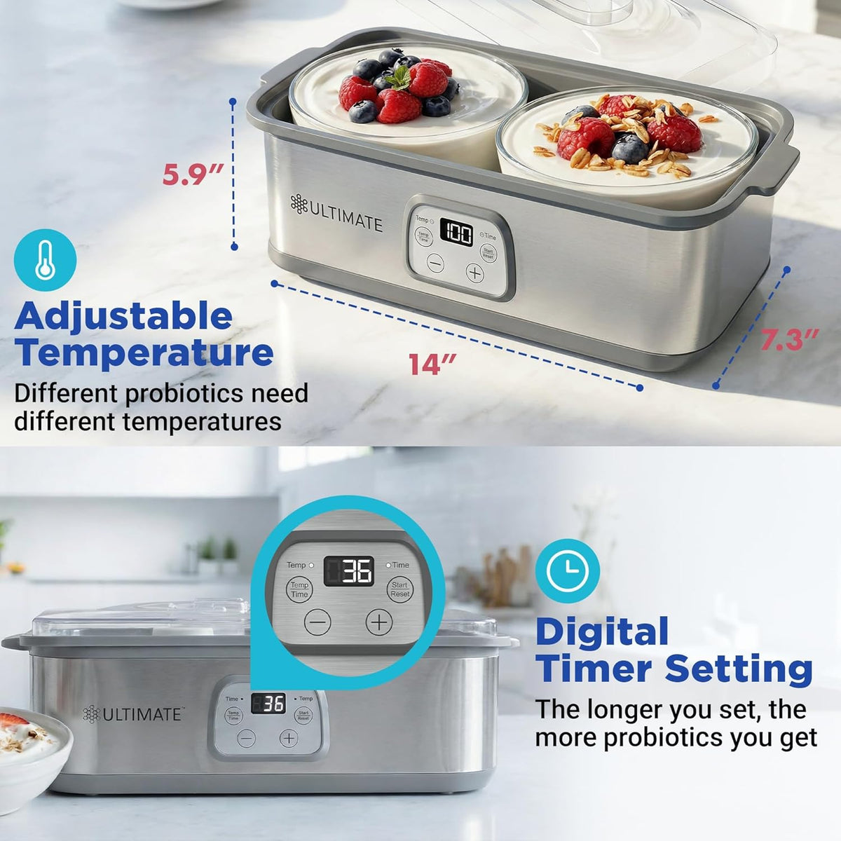 Probiotic Yogurt Maker with TruTemp™ Adjustable Temperature & Time Control – detail