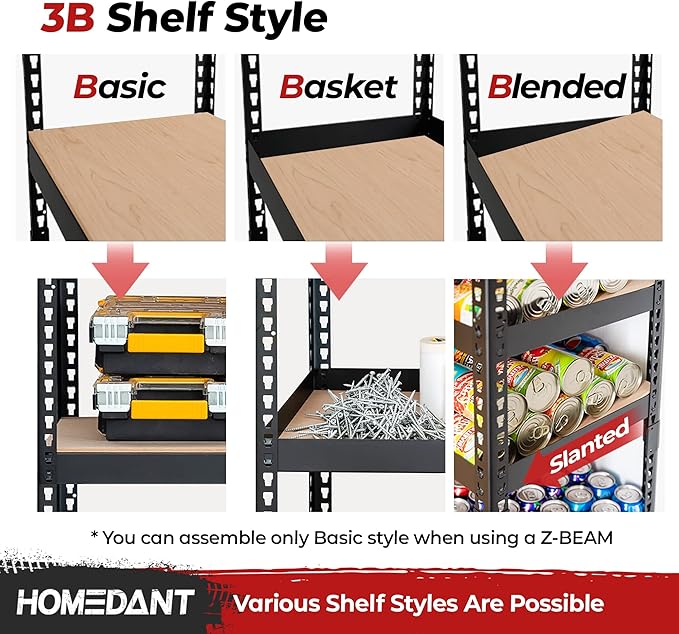 HOMEDANT 5 Tier Laminated Boltless Heavy Duty Garage Storage Adjustable Wide Size Metal Shelving Unit Utility Rack Shelves Organization Shelf Shed Warehouse 47.7" W x 18.2" D x 71.3" H 10Pack