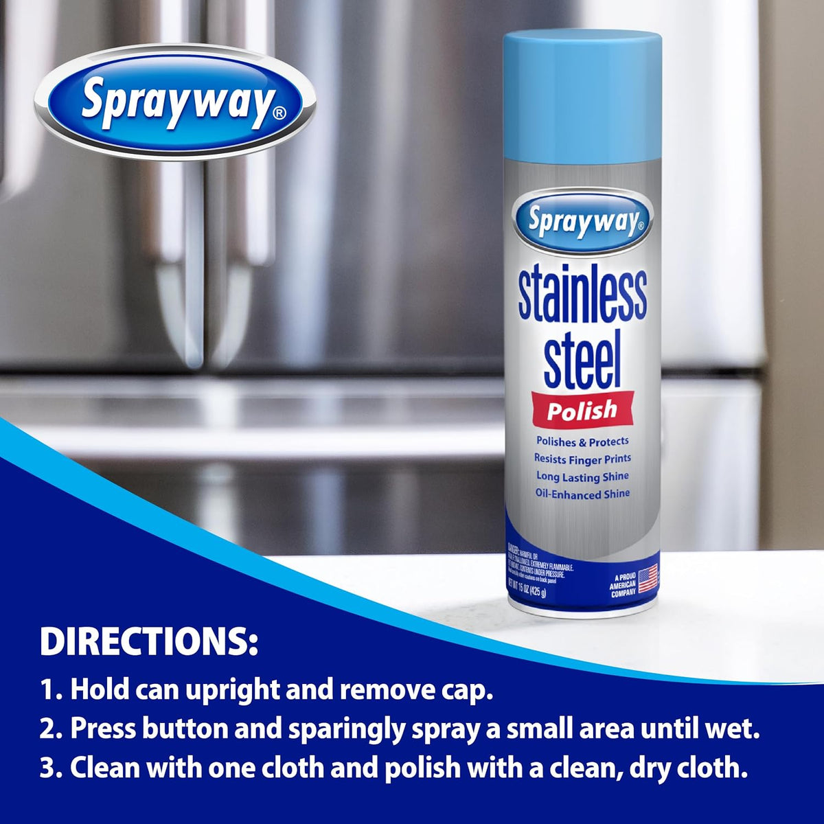 Stainless Steel Cleaner Aerosol Spray (Oil-Based), 15oz, Pack of 6 | Cleans – size reference