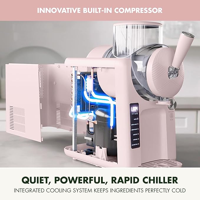GreenPan Frost Ice Cream Machine & Frozen Drink Maker, Soft Serve, Slushie, Milkshakes & Cocktails, No Freezer Needed, 15-in-1, 7 Textures, Quiet & Rapid, Easy Clean, Family Size, Strawberry Pink