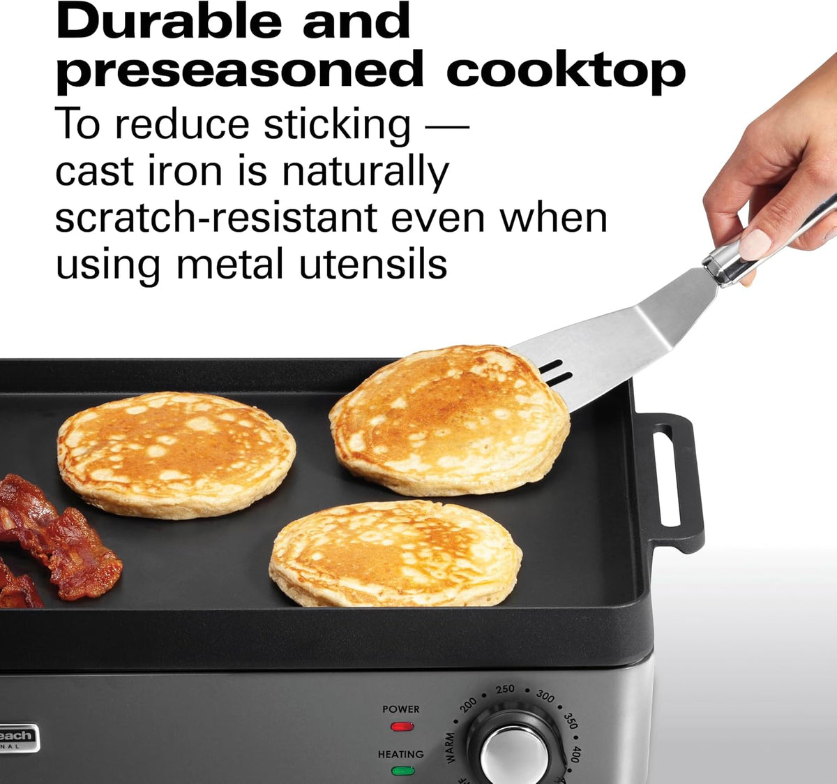 Cast Iron Electric Griddle & Indoor Grill – alternate view