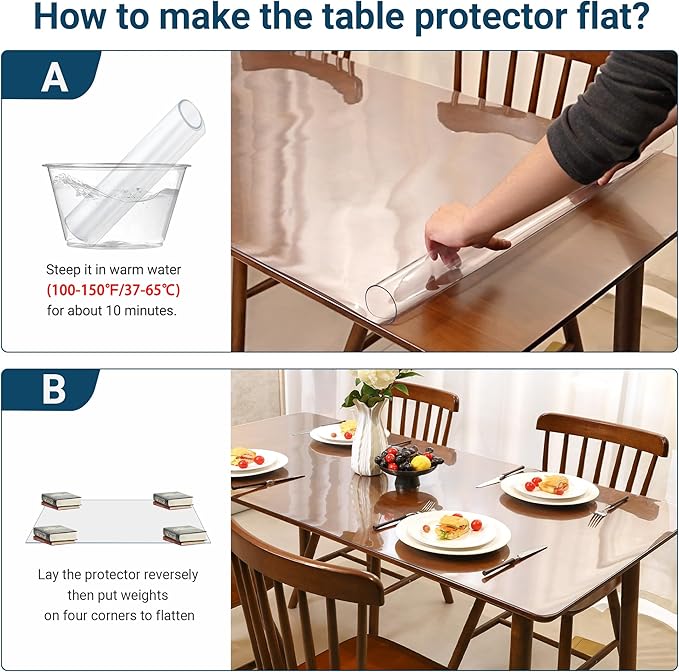 Clear Round Table Cover Protector 42 Inch, 2.0mm Transparent Plastic Table Protector Waterproof, Anti-Scratch Clear Desk Mat for Office Desktop Dresser Dining Table, FDA Compliant