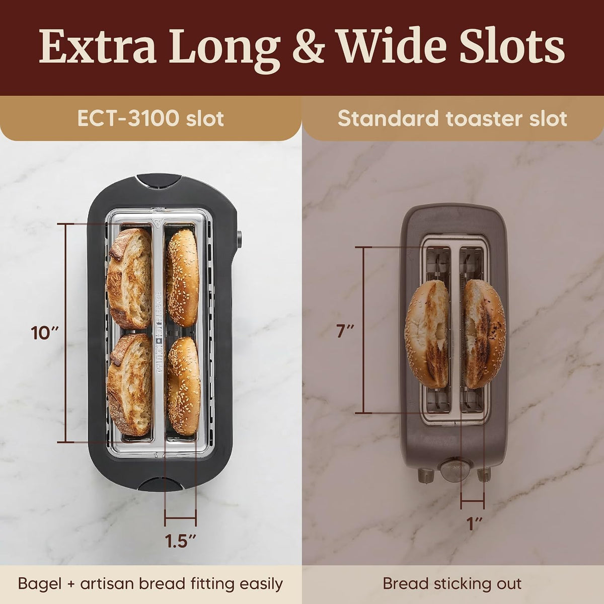 4-Slice Long Slot Toaster, Extra-Wide Slots, 6 Browning – features