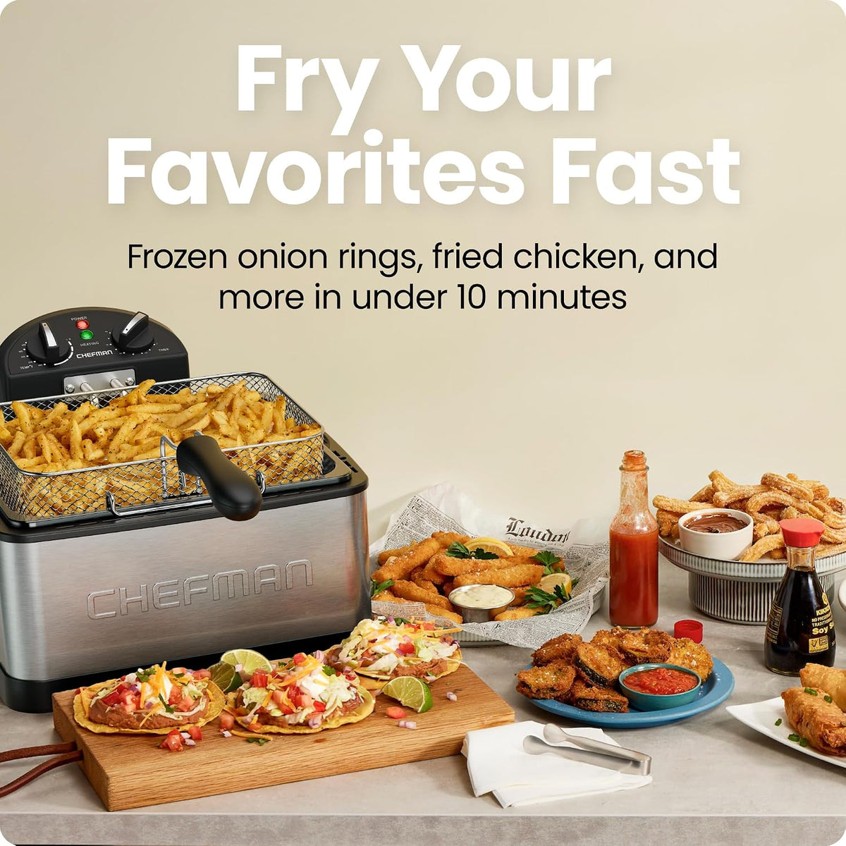 4.5 Liter Deep Fryer w/Basket Strainer, XL Jumbo Size, Adjustable Temperature – detail