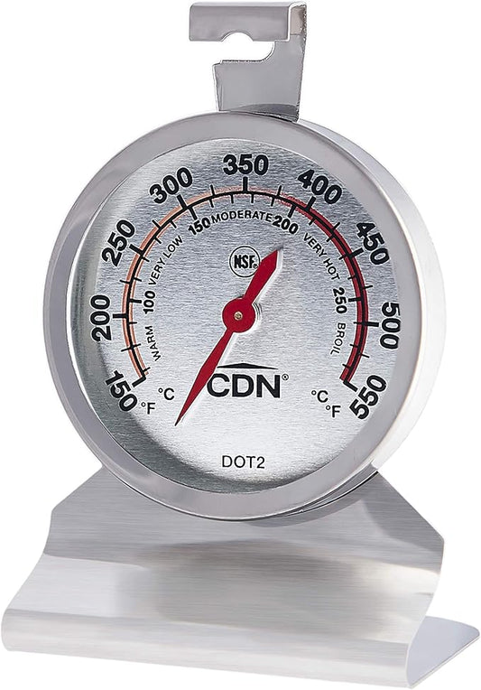 CDN Oven Thermometer ProAccurate®, Easy-to-Read 2"" Dial, Stainless Steel Housing, Temperature Zones, Stand or Hang, Monitor Oven Temperatures, NSF Certified - DOT2