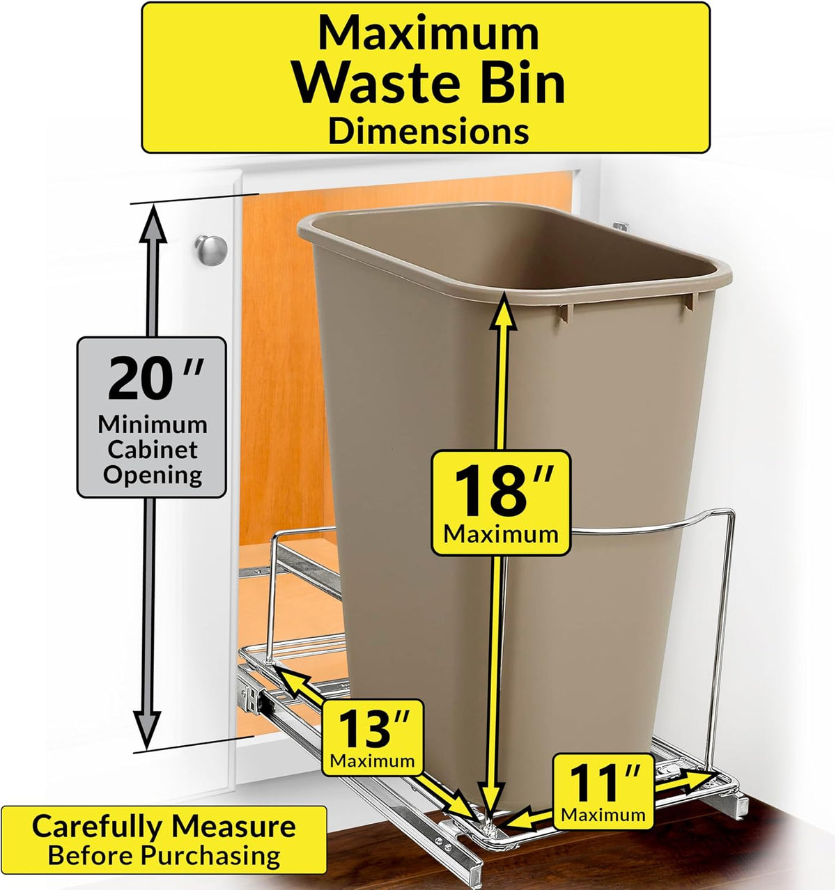 Pull-Out Trash Can Drawer – Sliding Organizer for Kitchen Cabinet or Under-Sink – features