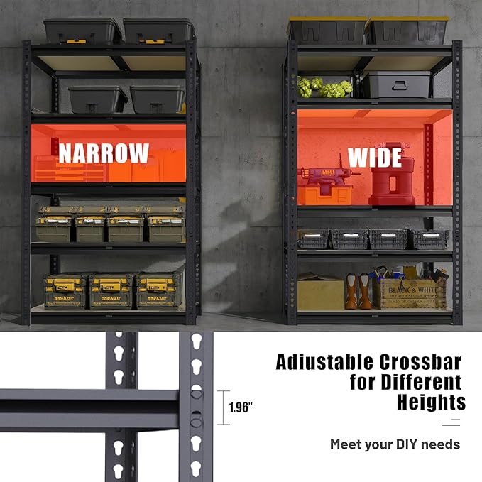 Standing Shelf Units, 2-Piece Metal Garage Rack, 12 x 28 x 60 in