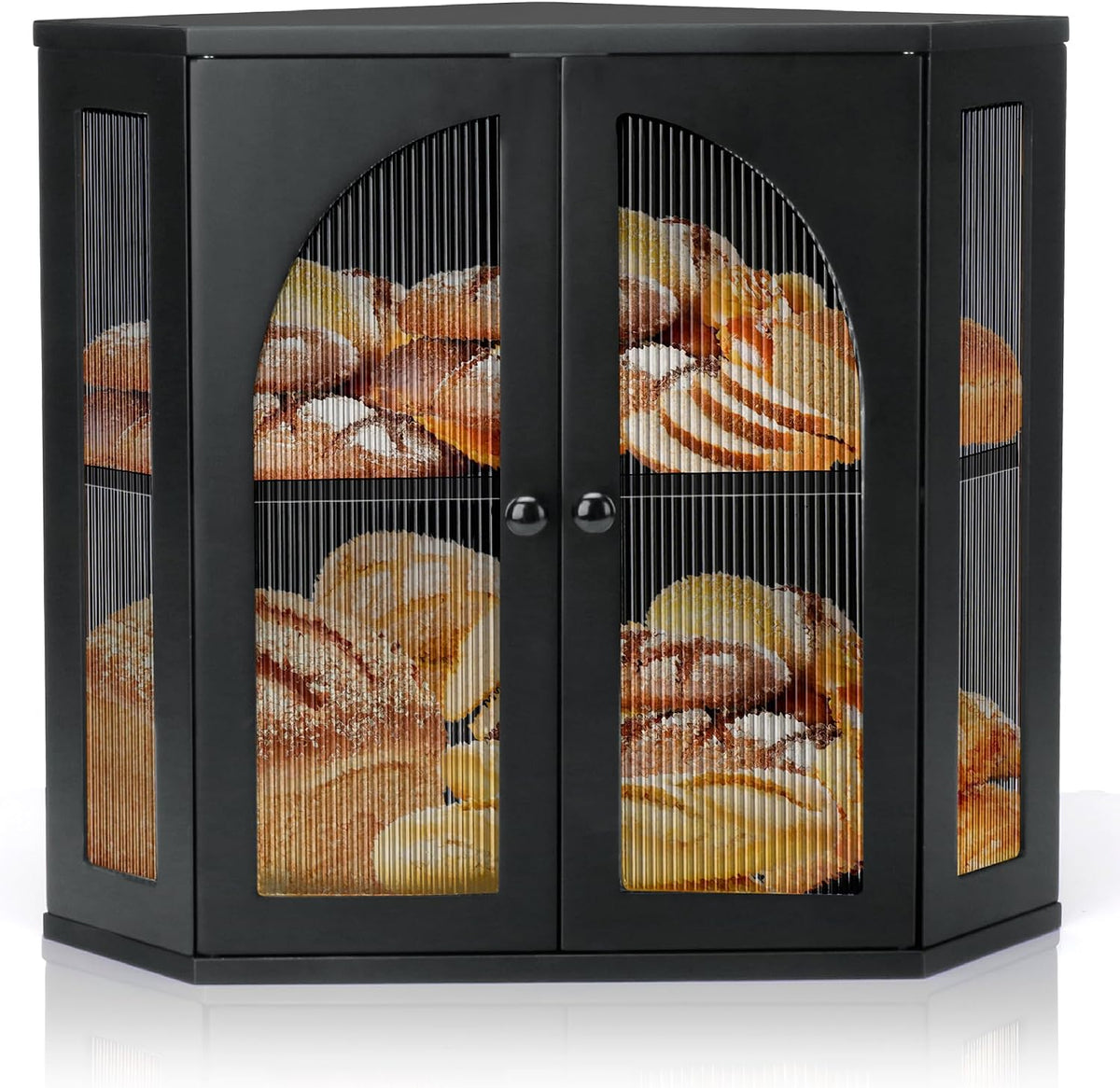 Corner Bread Box for Kitchen Countertop,Double Layer Bread Holder – another angle