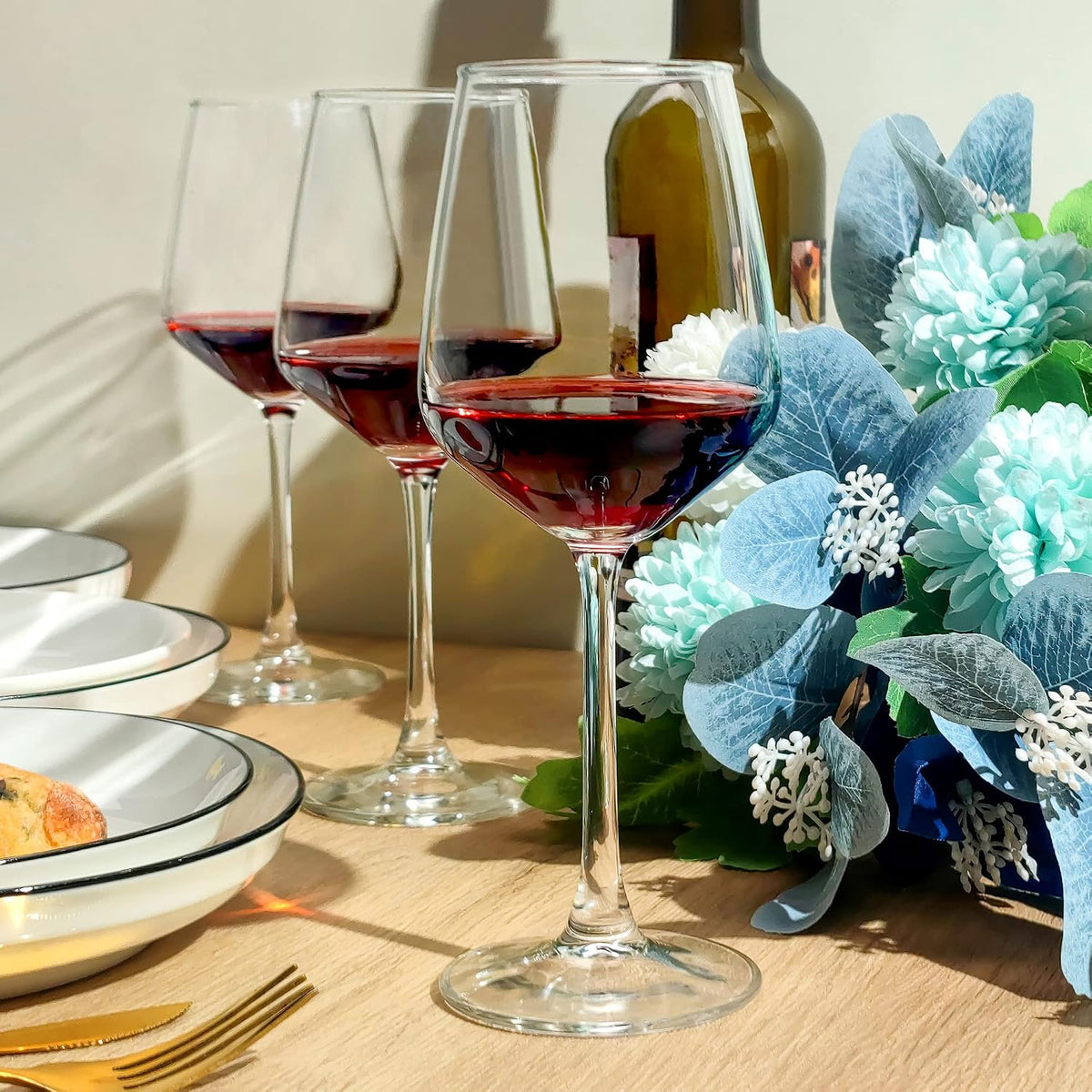 Wine Glasses Set of 12, 12oz Clear Red/White Wine Cup, Long Stem Wine Glasses – size reference