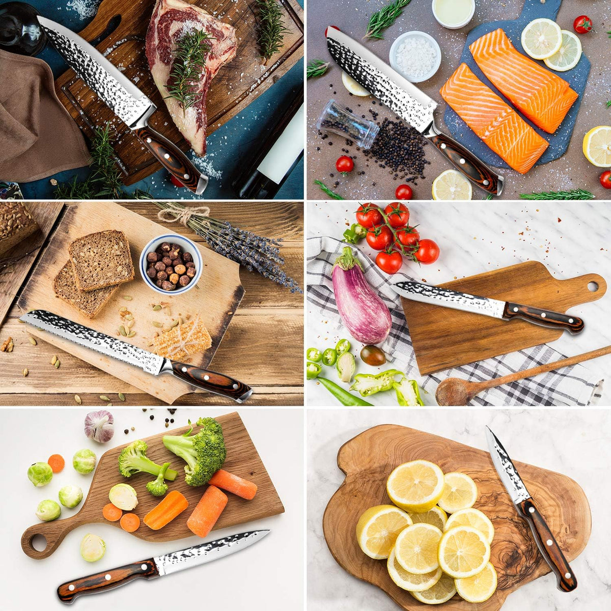 15 Pieces Kitchen Knife Set with Block and Sharpener – size reference