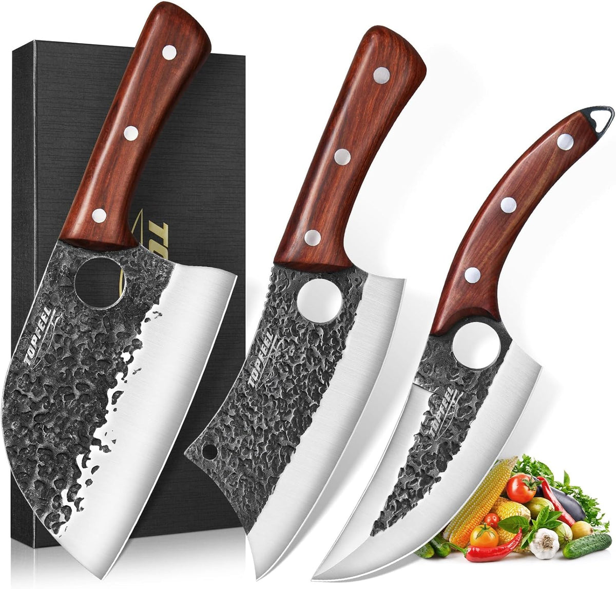 3PCS Hand Forged Kitchen Knife Set - Viking Chef Knives Men Gifts