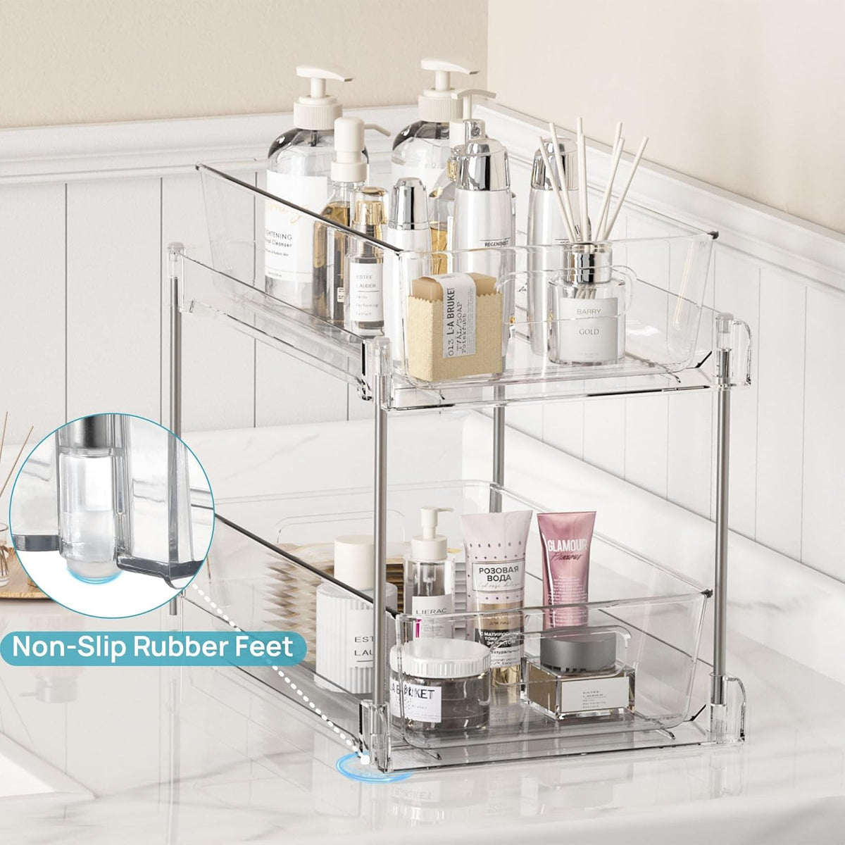 4 Pack Pull Out Bathroom Under Sink Organizer (S-Standard) – features