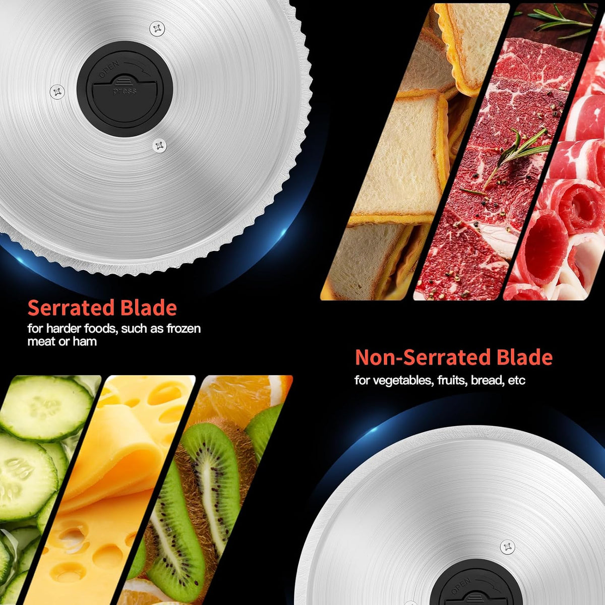 Meat Slicer Machine for Home, 200W Food Slicer with Two 7.5" Blades – close-up