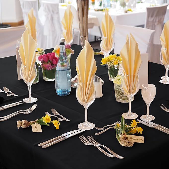 Tablecloths: Square Black Polyester, 70 x 70 Inch, 6-Pack