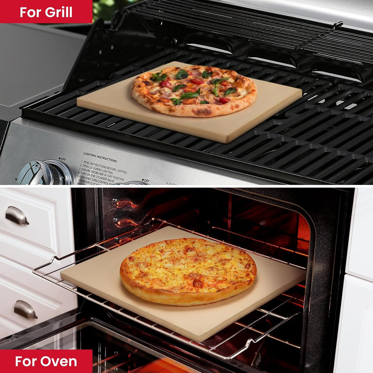 15 x 12 Inch Rectangular Pizza Stone for Oven and Grill, 6.8 Lbs – features