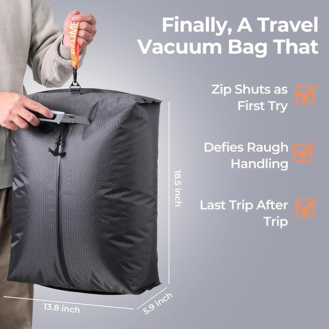 Classic Series Vacuum Bags for Travel Luggage with Wireless Pump, Compression Bags for Carry On Suitcases and Backpack, Vacuum Seal Packing cube for Cloth Packing (1PC + PUMP Lavender)