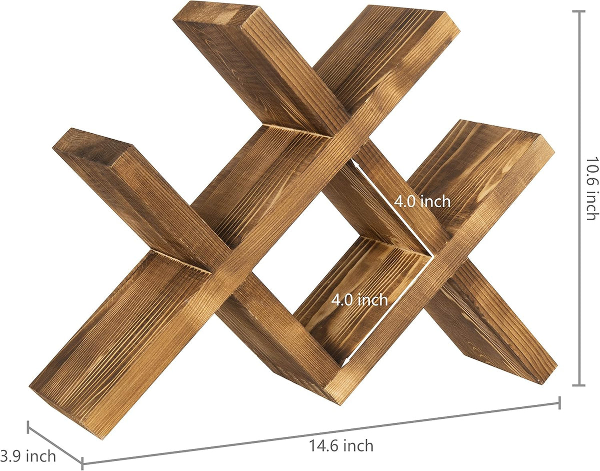 4-Bottle Rustic Brown Wood Wine Rack for Countertop - Brushed Country Rustic – features